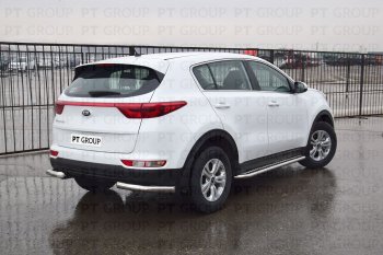14 999 р. Защита заднего бампера Petroil Tuning (уголки, d63)  KIA Sportage  4 QL (2016-2018) дорестайлинг (Нержавеющая полированная сталь)  с доставкой в г. Кемерово. Увеличить фотографию 2