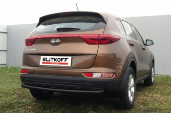 3 299 р. Защита заднего бампера из трубы d57 Slitkoff (радиусная)  KIA Sportage  4 QL (2016-2018) дорестайлинг (Цвет: серебристый)  с доставкой в г. Кемерово. Увеличить фотографию 1