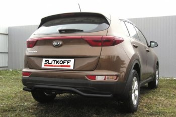 3 599 р. Защита заднего бампера из трубы d57 Slitkoff (волна).  KIA Sportage  4 QL (2016-2018) дорестайлинг (Цвет: серебристый)  с доставкой в г. Кемерово. Увеличить фотографию 1