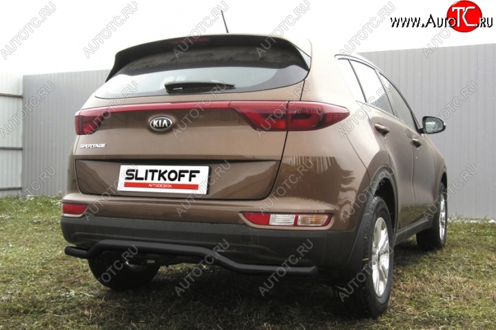 3 599 р. Защита заднего бампера из трубы d57 Slitkoff (волна).  KIA Sportage  4 QL (2016-2018) дорестайлинг (Цвет: серебристый)  с доставкой в г. Кемерово