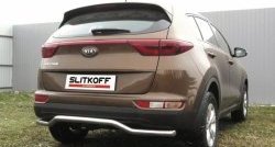 11 949 р. Защита заднего бампера Slitkoff (Ø 57, волна)  KIA Sportage  4 QL (2016-2018) дорестайлинг (Нержавеющая сталь)  с доставкой в г. Кемерово. Увеличить фотографию 2