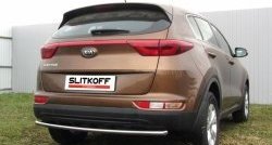10 999 р. Защита заднего бампера из трубы диаметром 42 мм Slitkoff  KIA Sportage  4 QL (2016-2018) дорестайлинг (Нержавейка, Полированная)  с доставкой в г. Кемерово. Увеличить фотографию 1