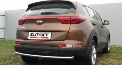 11 749 р. Защита заднего бампера из трубы диаметром 57 мм Slitkoff  KIA Sportage  4 QL (2016-2018) дорестайлинг (Нержавейка, Полированная)  с доставкой в г. Кемерово. Увеличить фотографию 2