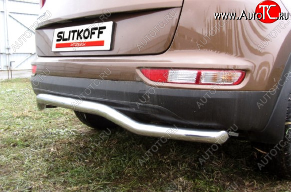 11 949 р. Защита заднего бампера Slitkoff (Ø 57, волна)  KIA Sportage  4 QL (2016-2018) дорестайлинг (Нержавеющая сталь)  с доставкой в г. Кемерово