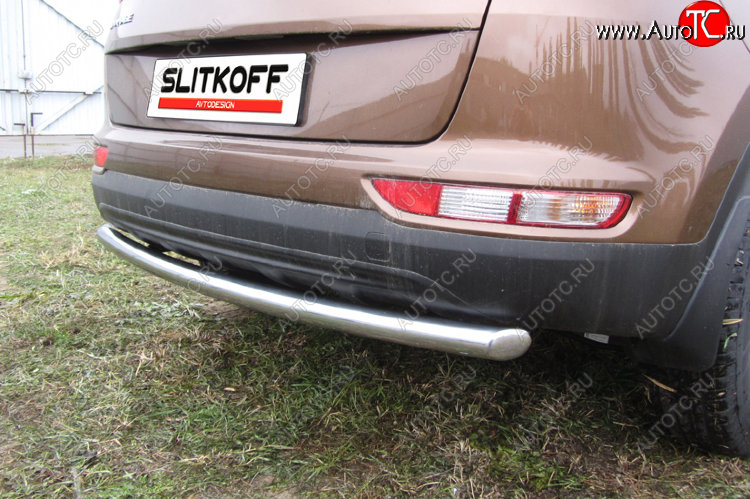 11 749 р. Защита заднего бампера из трубы диаметром 57 мм Slitkoff  KIA Sportage  4 QL (2016-2018) дорестайлинг (Нержавейка, Полированная)  с доставкой в г. Кемерово