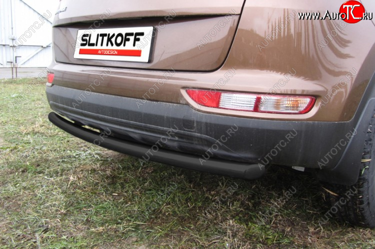 8 199 р. Защита заднего бампера Slitkoff (Ø 57 мм)  KIA Sportage  4 QL (2016-2018) дорестайлинг (Сталь с полимерным покрытием. Цвет: черный)  с доставкой в г. Кемерово