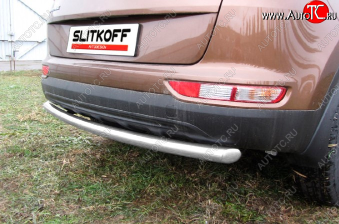 8 199 р. Защита заднего бампера Slitkoff (Ø 57 мм)  KIA Sportage  4 QL (2016-2018) дорестайлинг (Сталь с полимерным покрытием. Цвет: серебристый)  с доставкой в г. Кемерово