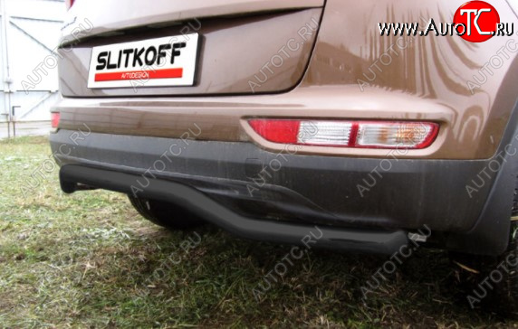 8 349 р. Защита заднего бампера Slitkoff (Ø 57, волна)  KIA Sportage  4 QL (2016-2018) дорестайлинг (Сталь с полимерным покрытием. Цвет: черный)  с доставкой в г. Кемерово