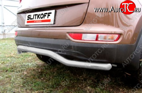 8 349 р. Защита заднего бампера Slitkoff (Ø 57, волна)  KIA Sportage  4 QL (2016-2018) дорестайлинг (Сталь с полимерным покрытием. Цвет: серебристый)  с доставкой в г. Кемерово