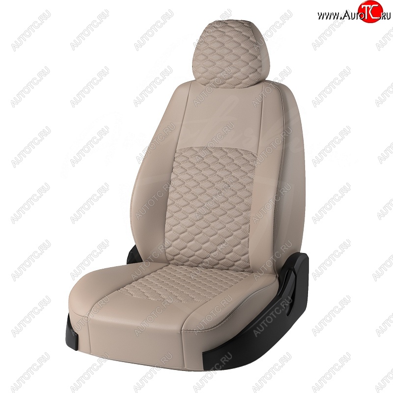 10 299 р. Чехлы для сидений Lord Autofashion Турин Соты (экокожа)  KIA Sportage  4 QL (2016-2018) дорестайлинг (Бежевый, вставка Бежевая, строчка Бежевая)  с доставкой в г. Кемерово