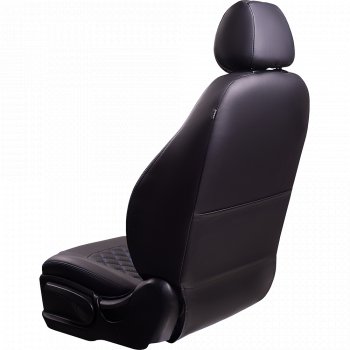 7 199 р. Чехлы для сидений Lord Autofashion Турин Ромб (экокожа, спинка 60/40, подлокотник, 2 П- и 3 Г-образных подголовника)  KIA Sportage  4 QL (2016-2022) дорестайлинг, рестайлинг (Черный, вставка черная, строчка синяя)  с доставкой в г. Кемерово. Увеличить фотографию 3