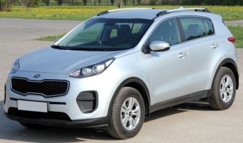 9 249 р. Рейлинги АПС  KIA Sportage  4 QL (2016-2022) дорестайлинг, рестайлинг (Башмак черный, профиль черный)  с доставкой в г. Кемерово. Увеличить фотографию 2
