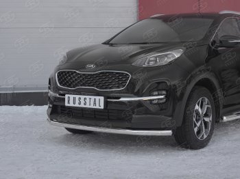 17 999 р. Защита переднего бампера (Ø 63 мм, нержавейка) SLITKOFF  KIA Sportage  4 QL (2018-2022) рестайлинг  с доставкой в г. Кемерово. Увеличить фотографию 2