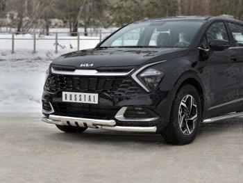 24 649 р. Защита переднего бампера (кроме STYLE и X-LINE, труба d63 с клыками) SLITKOFF  KIA Sportage  5 NQ5 (2021-2025)  с доставкой в г. Кемерово. Увеличить фотографию 2