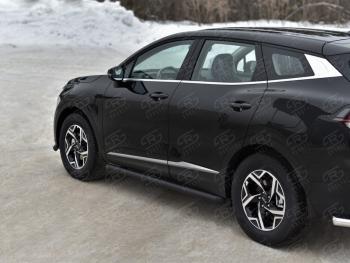 13 999 р. Защита порогов (труба d63 мм, с чёрным полимерным покрытием) SLITKOFF  KIA Sportage  5 NQ5 (2021-2025) (Торцы со срезом 45°)  с доставкой в г. Кемерово. Увеличить фотографию 2