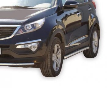 30 999 р. Защита порогов ТехноСфера (Техно Сфера) (нержавейка, 63.5 mm)  KIA Sportage  3 SL (2010-2016) дорестайлинг, рестайлинг  с доставкой в г. Кемерово. Увеличить фотографию 1