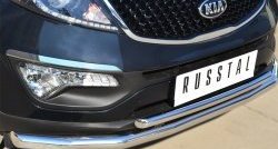 18 699 р. Защита переднего бампера (2 трубыØ63 и 42 мм, нержавейка) SLITKOFF  KIA Sportage  3 SL (2010-2014) дорестайлинг  с доставкой в г. Кемерово. Увеличить фотографию 2