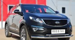 18 699 р. Защита переднего бампера (2 трубыØ63 и 42 мм, нержавейка) SLITKOFF  KIA Sportage  3 SL (2010-2014) дорестайлинг  с доставкой в г. Кемерово. Увеличить фотографию 4