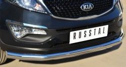 16 199 р. Одинарная защита переднего бампера диаметром 76 мм SLITKOFF  KIA Sportage  3 SL (2010-2014) дорестайлинг  с доставкой в г. Кемерово. Увеличить фотографию 2