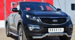 24 649 р. Защита порогов из трубы с листом SLITKOFF (лист алюм, труба d42 из нержавейки)  KIA Sportage  3 SL (2010-2016) дорестайлинг, рестайлинг  с доставкой в г. Кемерово. Увеличить фотографию 4