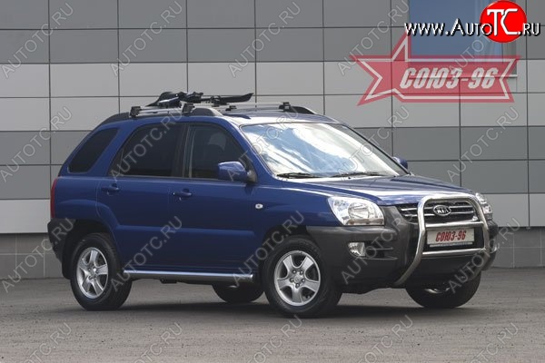 10 754 р. Защита переднего бампера Souz-96 (d60)  KIA Sportage  2 JE,KM (2008-2010)  рестайлинг  с доставкой в г. Кемерово