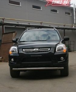 Защита переднего бампера одинарная (рестайлинг) Souz-96 (d42). KIA Sportage  2 JE,KM (2004-2008) дорестайлинг
