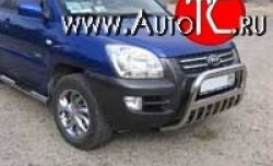 30 199 р. Усиленная защита переднего бампера с защитой картера Slitkoff  KIA Sportage  2 JE,KM (2008-2010)  рестайлинг (Нержавейка, Полированная)  с доставкой в г. Кемерово. Увеличить фотографию 1