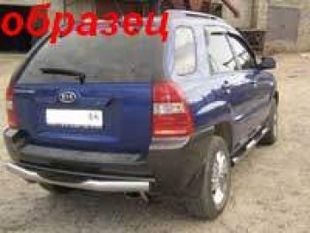 6 399 р. Защита заднего бампера из трубы d76 на Slitkoff Slitkoff (с проступью)  KIA Sportage  2 JE,KM (2008-2010)  рестайлинг (Цвет: серебристый)  с доставкой в г. Кемерово. Увеличить фотографию 1