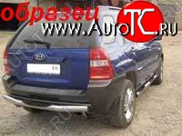 6 399 р. Защита заднего бампера из трубы d76 на Slitkoff Slitkoff (с проступью)  KIA Sportage  2 JE,KM (2008-2010)  рестайлинг (Цвет: серебристый)  с доставкой в г. Кемерово