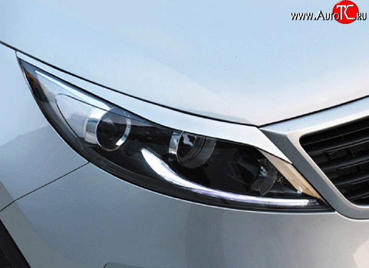 919 р. Реснички на фары M-VRS KIA Sportage 3 SL дорестайлинг (2010-2014) (Неокрашенные)  с доставкой в г. Кемерово