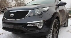 1 899 р. Средняя сетка на бампер (рестайлинг) Russtal (черная) KIA Sportage 3 SL дорестайлинг (2010-2014)  с доставкой в г. Кемерово. Увеличить фотографию 2