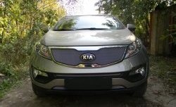 1 539 р. Нижняя сетка на бампер Russtal (хром) KIA Sportage 3 SL дорестайлинг (2010-2014)  с доставкой в г. Кемерово. Увеличить фотографию 3