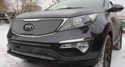 1 379 р. Средняя сетка на бампер (рестайлинг) Russtal (хром) KIA Sportage 3 SL дорестайлинг (2010-2014)  с доставкой в г. Кемерово. Увеличить фотографию 3
