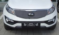 1 379 р. Средняя сетка на бампер (рестайлинг) Russtal (хром) KIA Sportage 3 SL дорестайлинг (2010-2014)  с доставкой в г. Кемерово. Увеличить фотографию 10