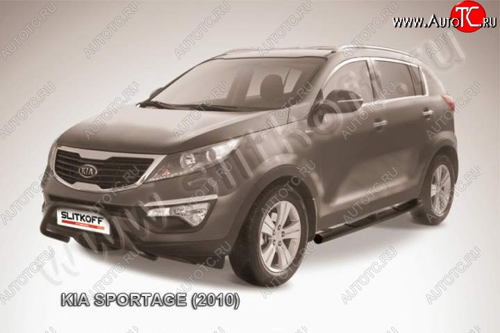 21 449 р. Кенгурятник d57 Slitkoff (низкий)  KIA Sportage  3 SL (2010-2014) дорестайлинг (Цвет: серебристый)  с доставкой в г. Кемерово