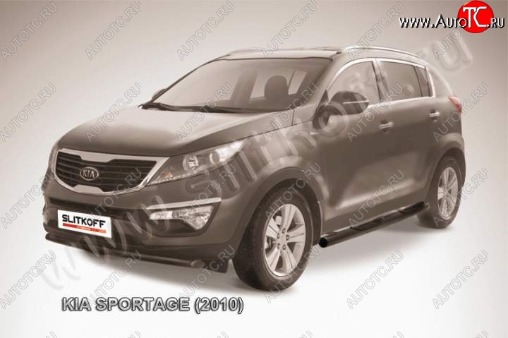 8 599 р. Защита переднего бампера из трубы d57 Slitkoff (радиусная)  KIA Sportage  3 SL (2010-2014) дорестайлинг (Цвет: серебристый)  с доставкой в г. Кемерово