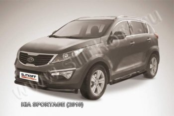 Защита переднего бампера из труб d76+d57 Slitkoff (двойная) KIA Sportage  3 SL (2010-2014) дорестайлинг