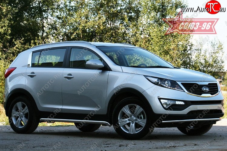 11 564 р. Защита переднего бампера одинарная Souz-96 (d42).  KIA Sportage  3 SL (2010-2014) дорестайлинг  с доставкой в г. Кемерово