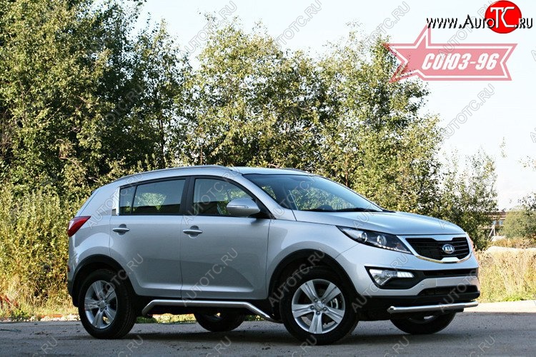 2 384 р. Защита переднего бампера одинарная Souz-96 (d60)  KIA Sportage  3 SL (2010-2014) дорестайлинг  с доставкой в г. Кемерово