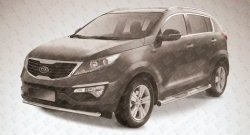 12 299 р. Одинарная защита переднего бампера из трубы диаметром 57 мм Slitkoff  KIA Sportage  3 SL (2010-2014) дорестайлинг (Нержавейка, Полированная)  с доставкой в г. Кемерово. Увеличить фотографию 1
