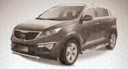 Защита переднего бампера из короткой трубы диаметром 76 мм Slitkoff KIA Sportage  3 SL (2010-2014) дорестайлинг