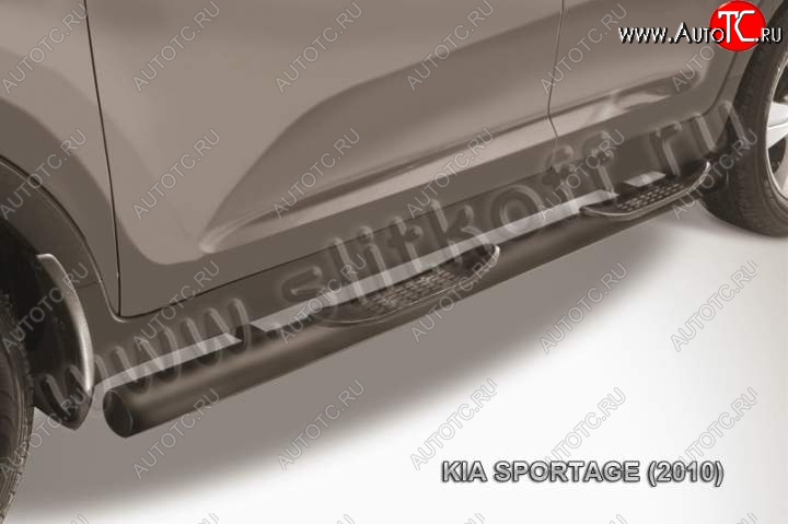 12 999 р. Защита порогов из труб d76 Slitkoff (с проступью)  KIA Sportage  3 SL (2010-2016) дорестайлинг, рестайлинг (Цвет: серебристый)  с доставкой в г. Кемерово