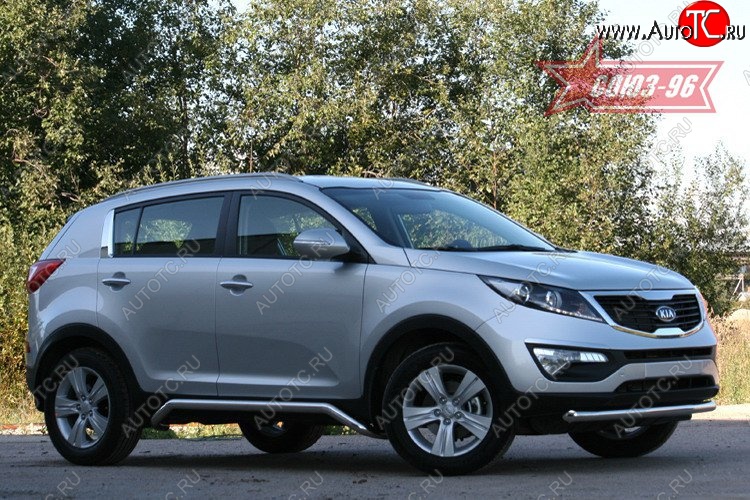 14 219 р. Защита порогов Souz-96 (d60)  KIA Sportage  3 SL (2010-2016) дорестайлинг, рестайлинг  с доставкой в г. Кемерово
