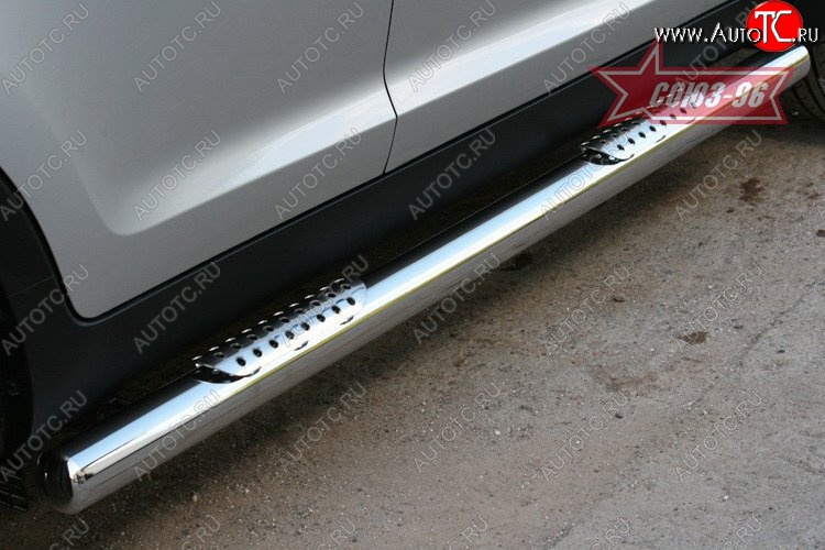 17 954 р. Защита порогов с двумя декоративными элементами Souz-96 (d76)  KIA Sportage  3 SL (2010-2016) дорестайлинг, рестайлинг  с доставкой в г. Кемерово
