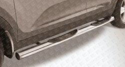 Защита порогов из трубы d76 мм с пластиковыми вставками для ног Slitkoff KIA Sportage  3 SL (2010-2016) дорестайлинг, рестайлинг