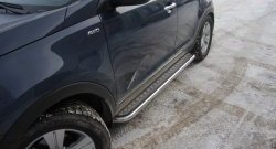 9 299 р. Защита порогов из труб d51 с листом Petroil Tuning  KIA Sportage  3 SL (2010-2016) дорестайлинг, рестайлинг (Нержавеющая полированная сталь)  с доставкой в г. Кемерово. Увеличить фотографию 2