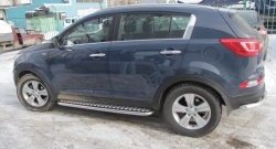 9 299 р. Защита порогов из труб d51 с листом Petroil Tuning  KIA Sportage  3 SL (2010-2016) дорестайлинг, рестайлинг (Нержавеющая полированная сталь)  с доставкой в г. Кемерово. Увеличить фотографию 3