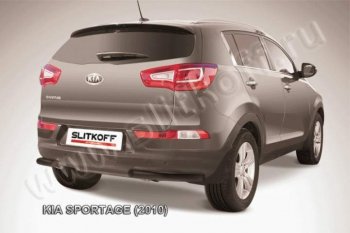 6 949 р. Защита заднего бампера из уголков d57 Slitkoff  KIA Sportage  3 SL (2010-2016) дорестайлинг, рестайлинг (Цвет: серебристый)  с доставкой в г. Кемерово. Увеличить фотографию 1