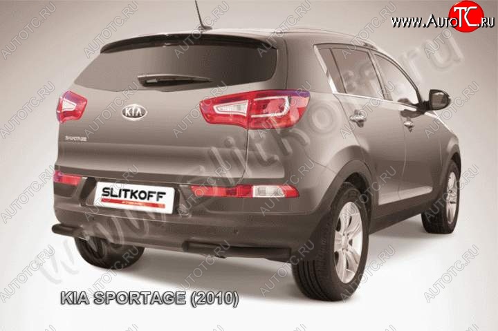 6 949 р. Защита заднего бампера из уголков d57 Slitkoff  KIA Sportage  3 SL (2010-2016) дорестайлинг, рестайлинг (Цвет: серебристый)  с доставкой в г. Кемерово