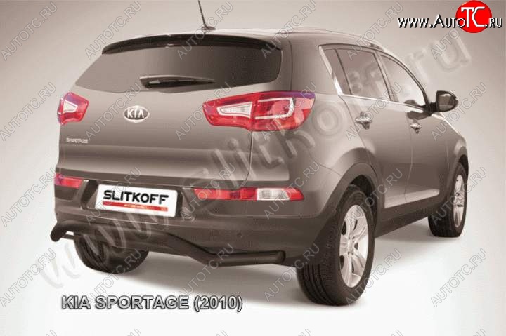 9 099 р. Защита заднего бампера из трубы d57 Slitkoff (волна)  KIA Sportage  3 SL (2010-2016) дорестайлинг, рестайлинг (Цвет: серебристый)  с доставкой в г. Кемерово
